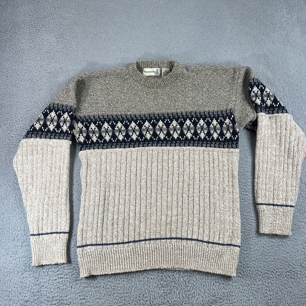 Fieldmaster Vintage Nordic Fair Isle Knit Sweater Mens M USA Made